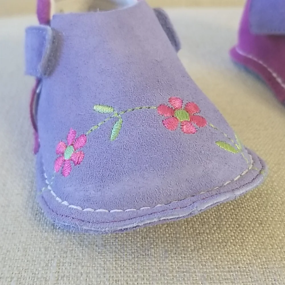 Pipit Toddler Flower Suede Shoes in Lilac/Fuschia